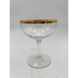 Gold Rimmed Champagne Stem Glasse 4 5/8" flawed